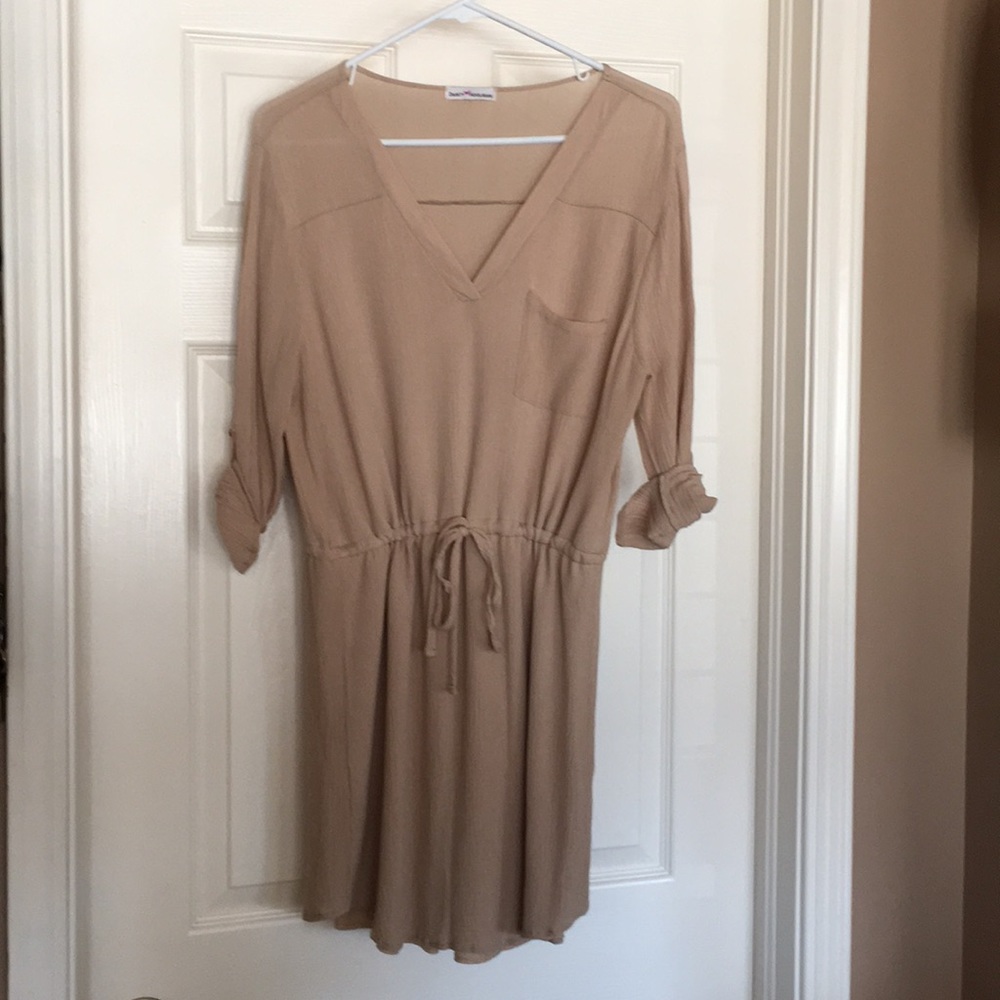 Women’s large khaki drawstring waist dress